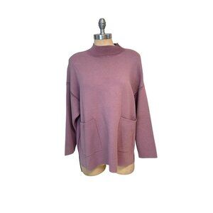 Chico’s Milano-Stitch Violet Ice Mock-Neck Pullover Sweater 3P XL Petite